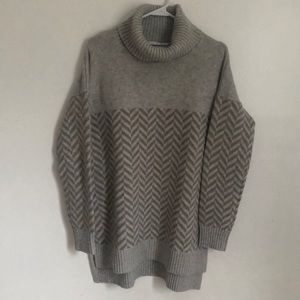 Athleta | Herringbone Turtleneck Knit Tunic Sweater - Wool Cashmere Blend